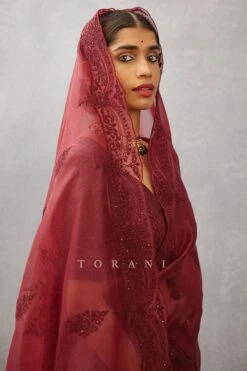 Torani Red Dori Embroidered Dupatta -Echo Clothing Store 172tor15 3