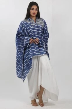 Krishna Mehta Indigo Tie-dye Cape Tunic -Echo Clothing Store 17723km11 3