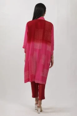 Krishna Mehta Red Shaded Block Printed Shirt Tunic Set -Echo Clothing Store 17723km21 4