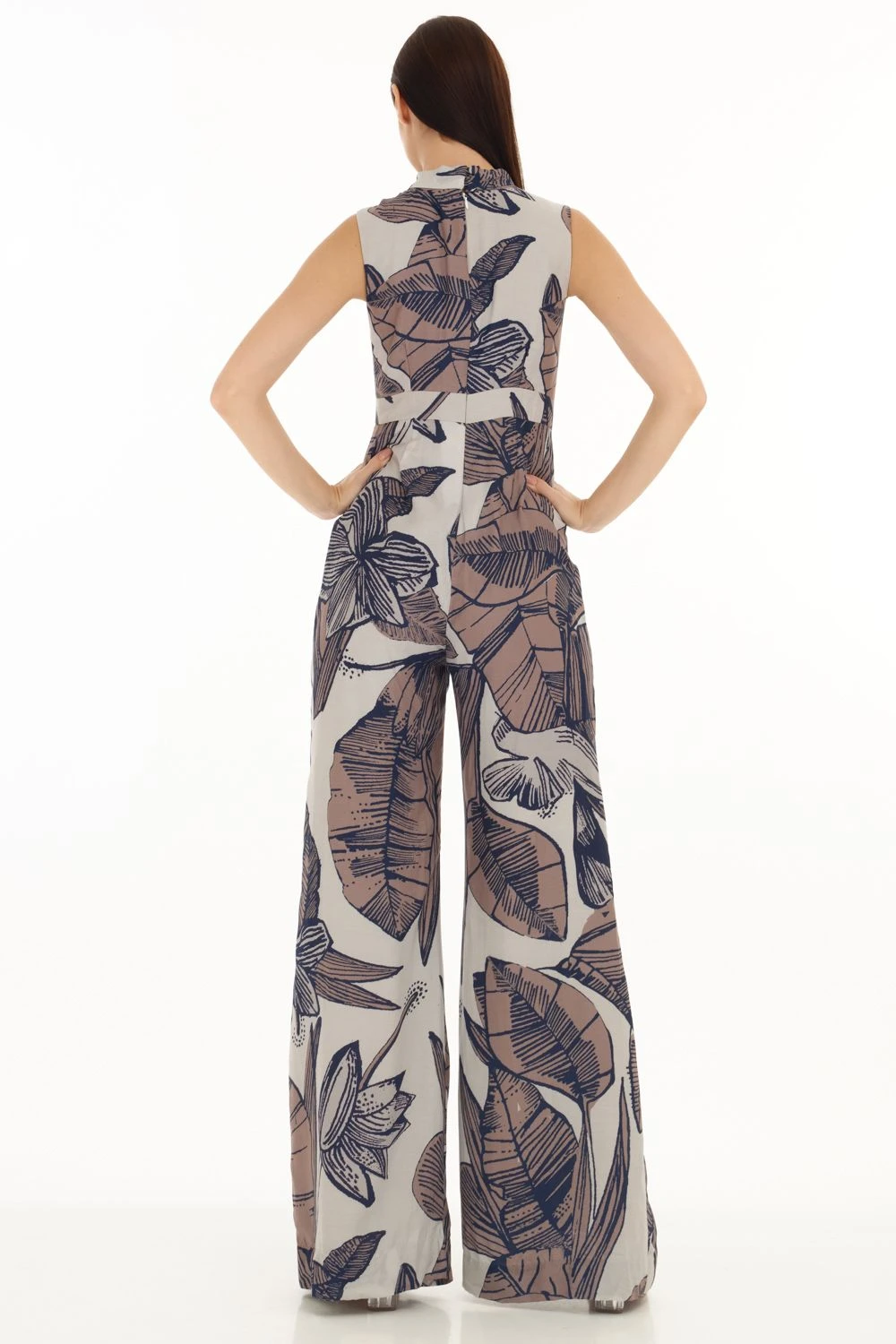 KoAi Brown And Cream Floral Bow Tie Jumpsuit 6 KoAi Brown And Cream Floral Bow Tie Jumpsuit - Image 6