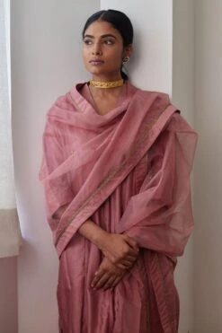 Shorshe Onion Pink Hand Embellished Dupatta