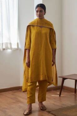 Shorshe Yellow Zardosi Embellished Dupatta