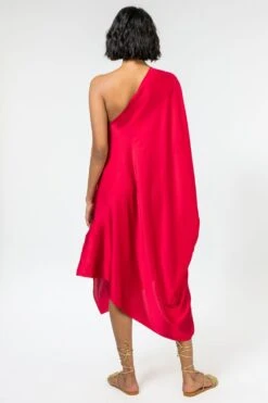 Stephany Red Satin One Shoulder Dress -Echo Clothing Store 181stp13 4