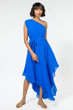 Stephany Royal Blue One Shoulder Dress