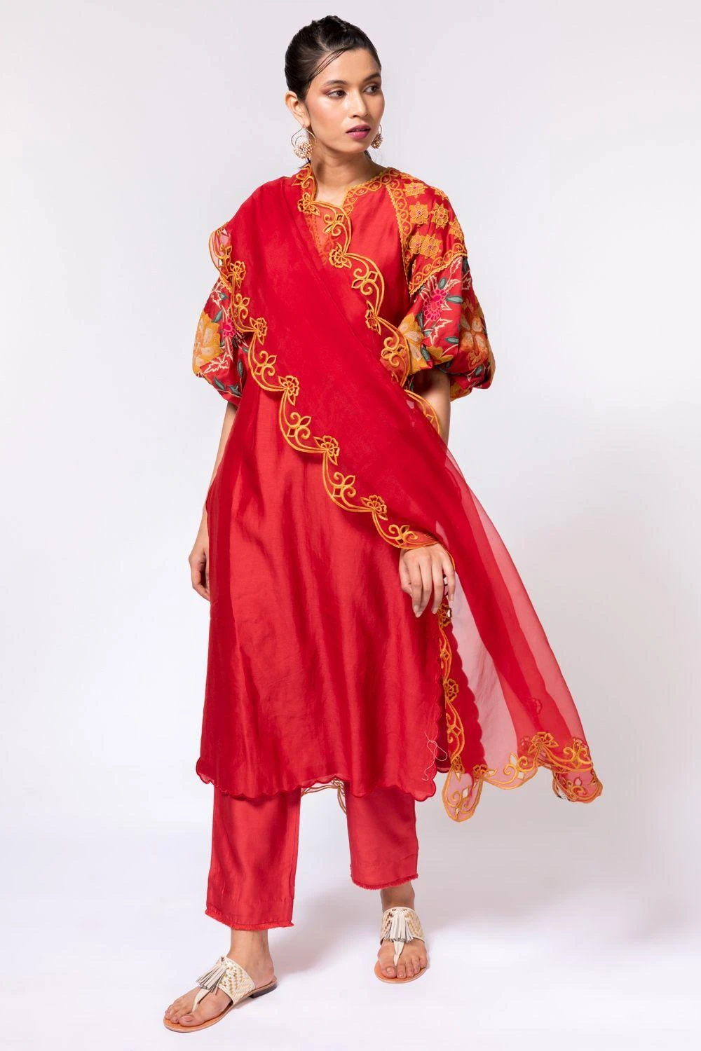 Chandrima Red Organza Dupatta 2 Chandrima Red Organza Dupatta - Image 2