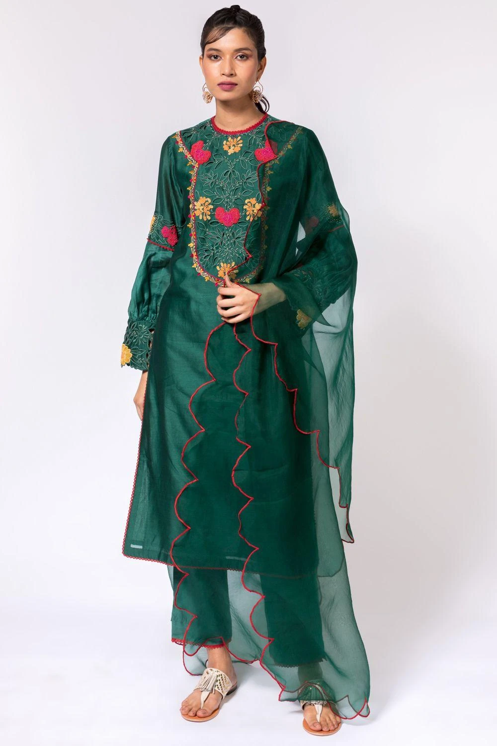 Chandrima Emerald Green Scallop Dupatta 1 Chandrima Emerald Green Scallop Dupatta