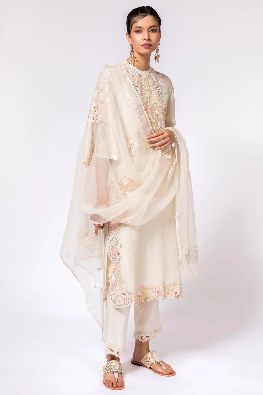 Chandrima Ivory Cutwork Dupatta 1 Chandrima Ivory Cutwork Dupatta