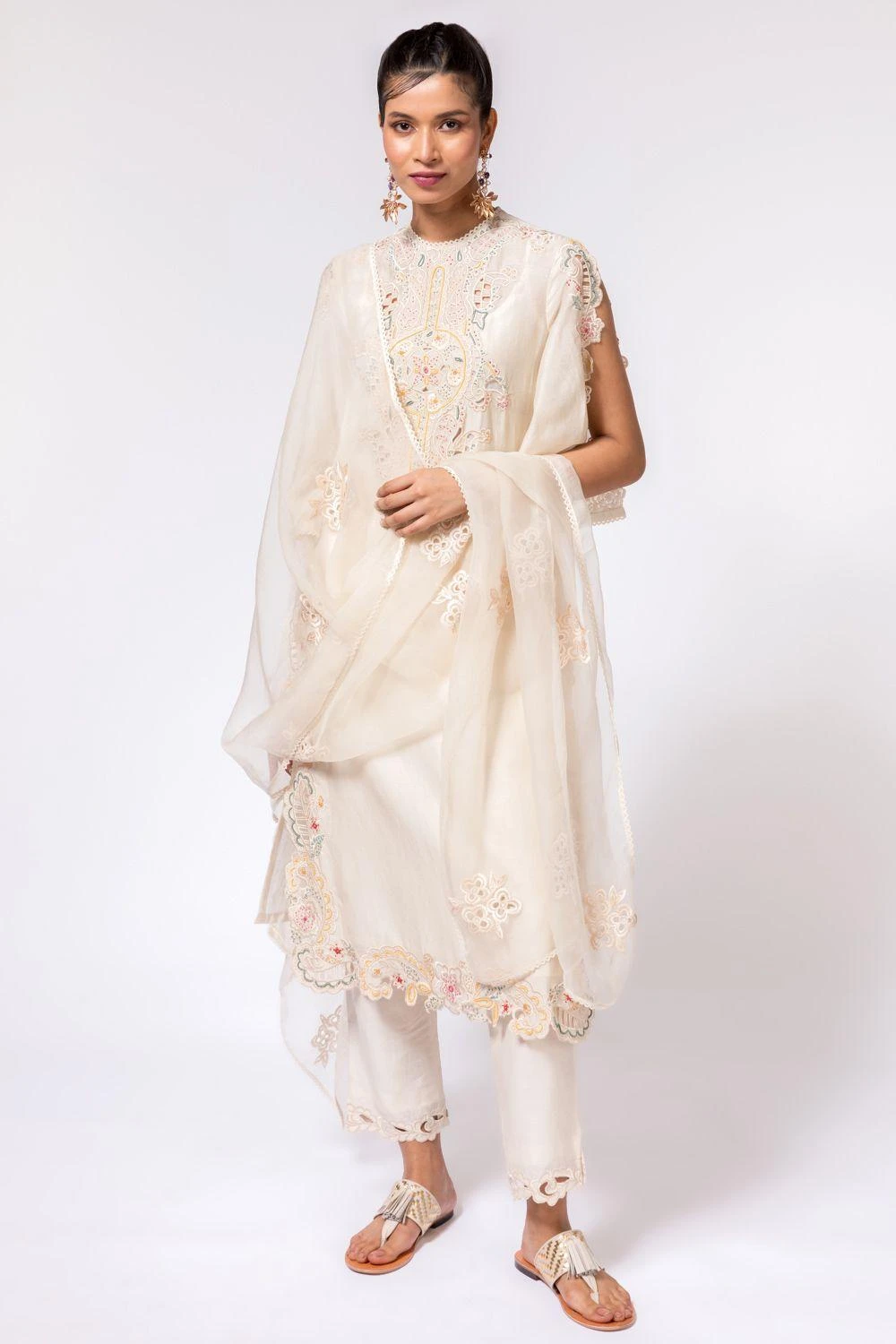 Chandrima Ivory Cutwork Dupatta 2 Chandrima Ivory Cutwork Dupatta - Image 2