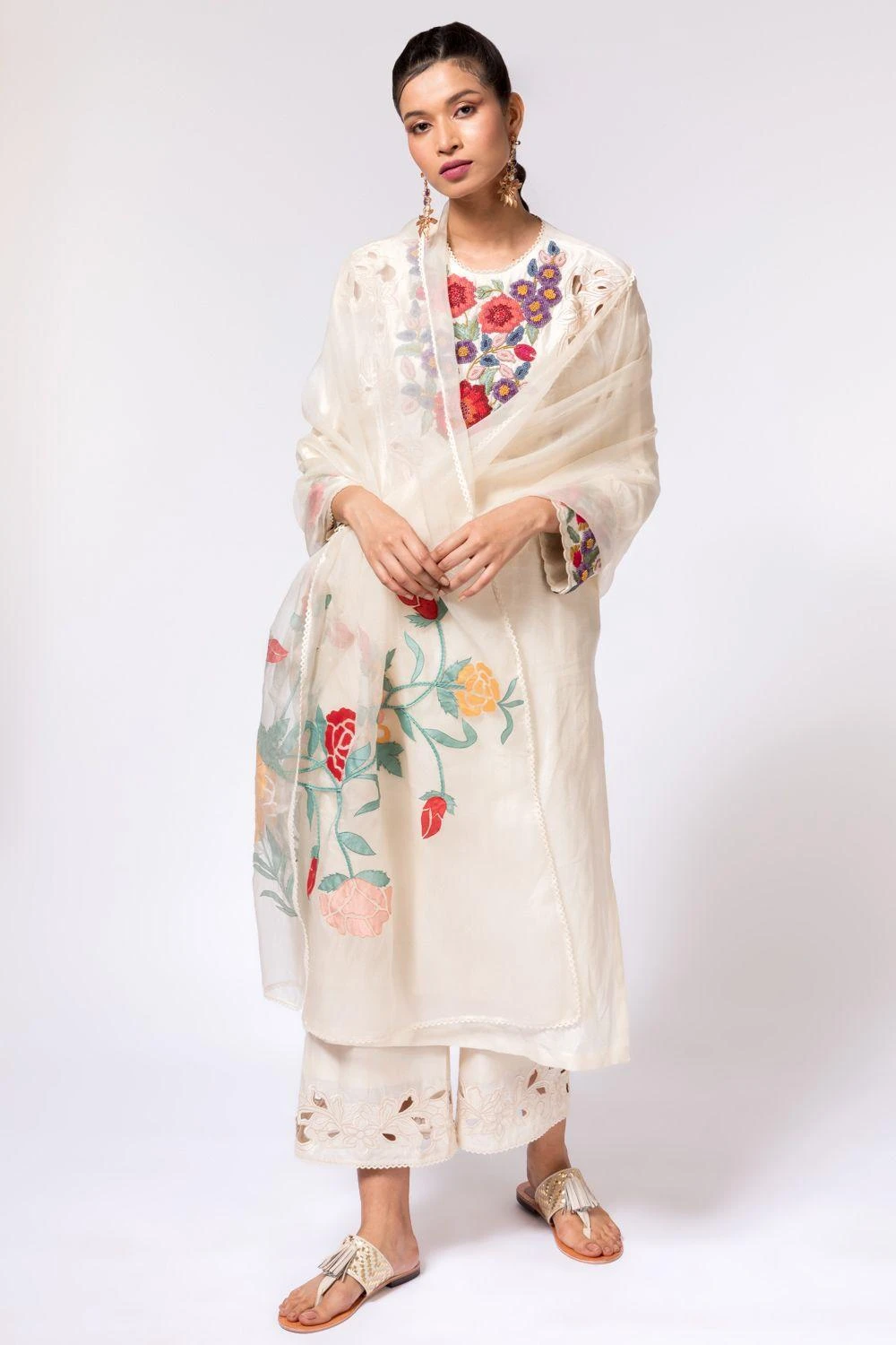 Chandrima Ivory Applique Dupatta 2 Chandrima Ivory Applique Dupatta - Image 2