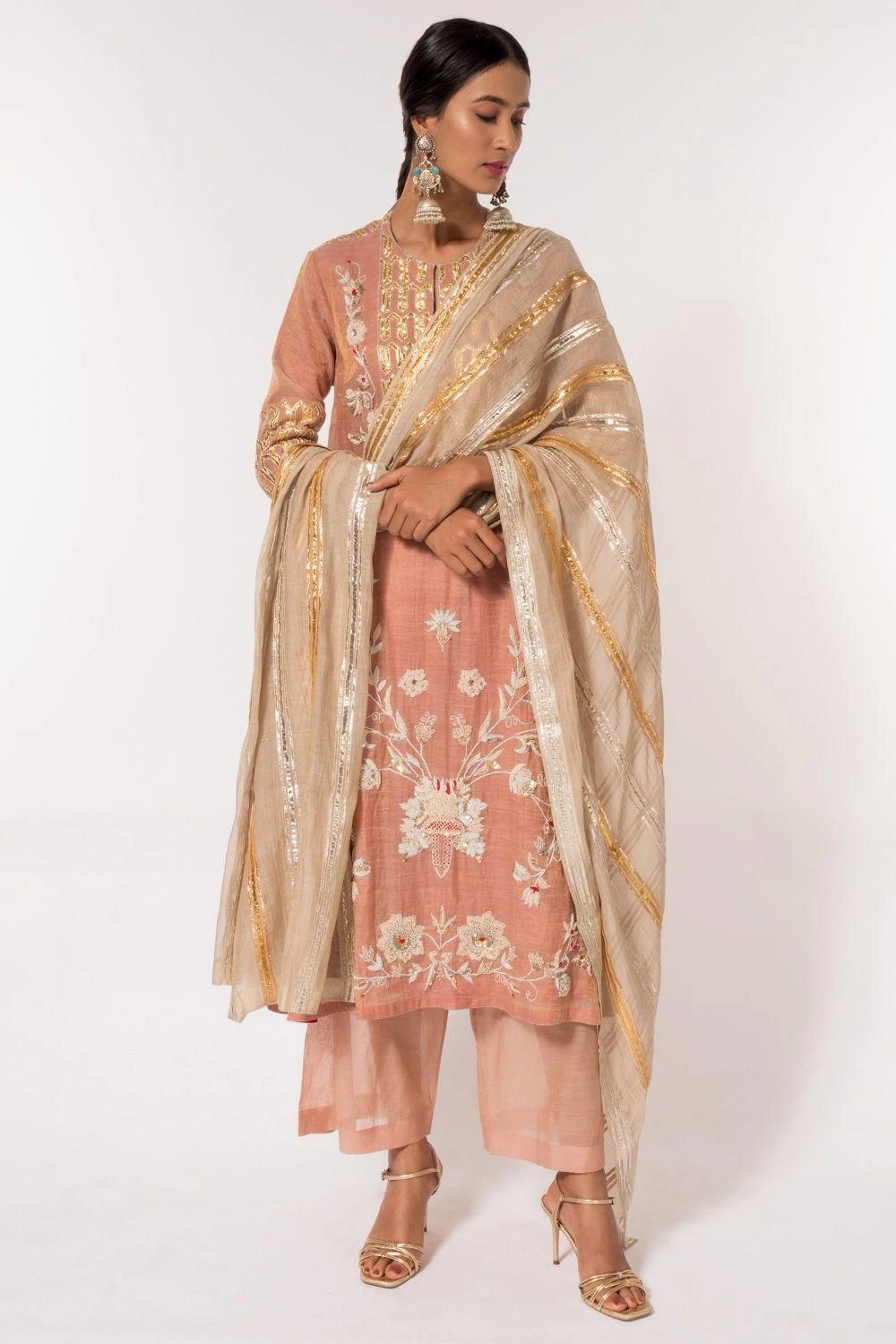 Divya Sheth Ivory Gota Embroidered Dupatta 1 Divya Sheth Ivory Gota Embroidered Dupatta