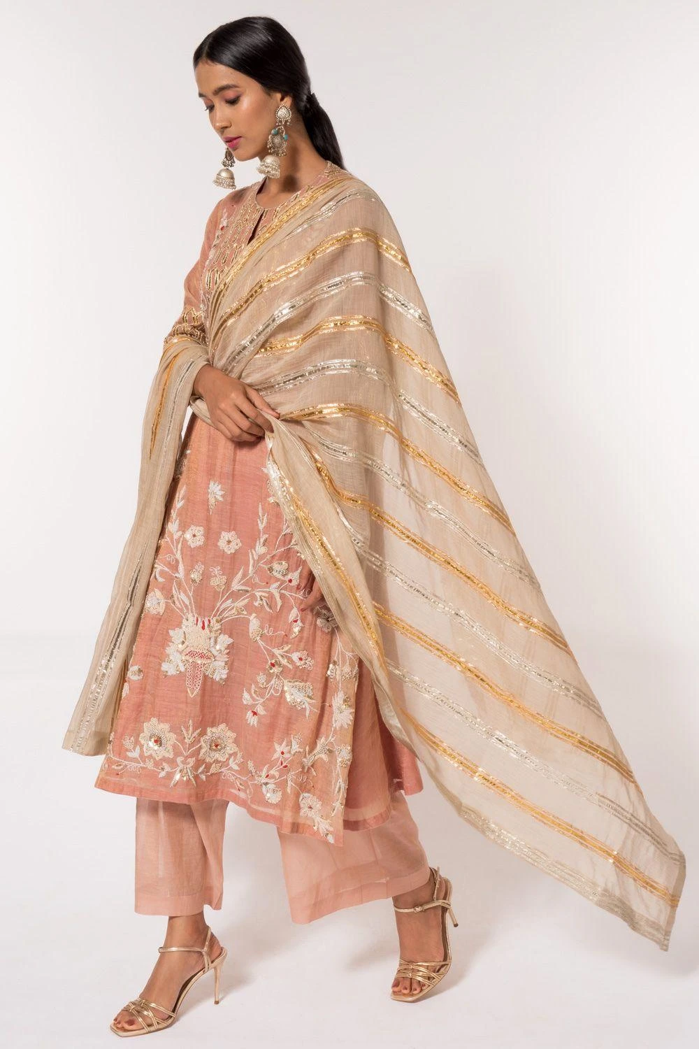 Divya Sheth Ivory Gota Embroidered Dupatta 2 Divya Sheth Ivory Gota Embroidered Dupatta - Image 2