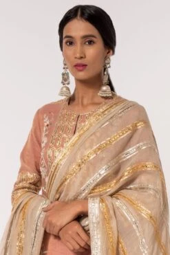 Divya Sheth Ivory Gota Embroidered Dupatta 5 Divya Sheth Ivory Gota Embroidered Dupatta -Echo Clothing Store 184dy13 3