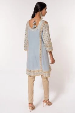 Divya Sheth Powder Blue Cold-shoulder Kurta Set -Echo Clothing Store 184dy2 5