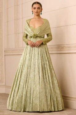 Tarun Tahiliani Sage Green Draped Gown