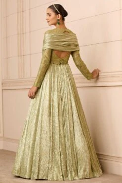 Tarun Tahiliani Sage Green Draped Gown -Echo Clothing Store 18523tt9 4
