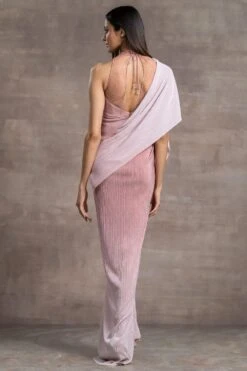 Tarun Tahiliani Pink Draped Dress With Corseted Bodice 5 Tarun Tahiliani Pink Draped Dress With Corseted Bodice -Echo Clothing Store 187tt13 3 1