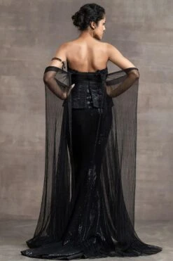 Tarun Tahiliani Black Tulle Gown -Echo Clothing Store 187tt20 4 1