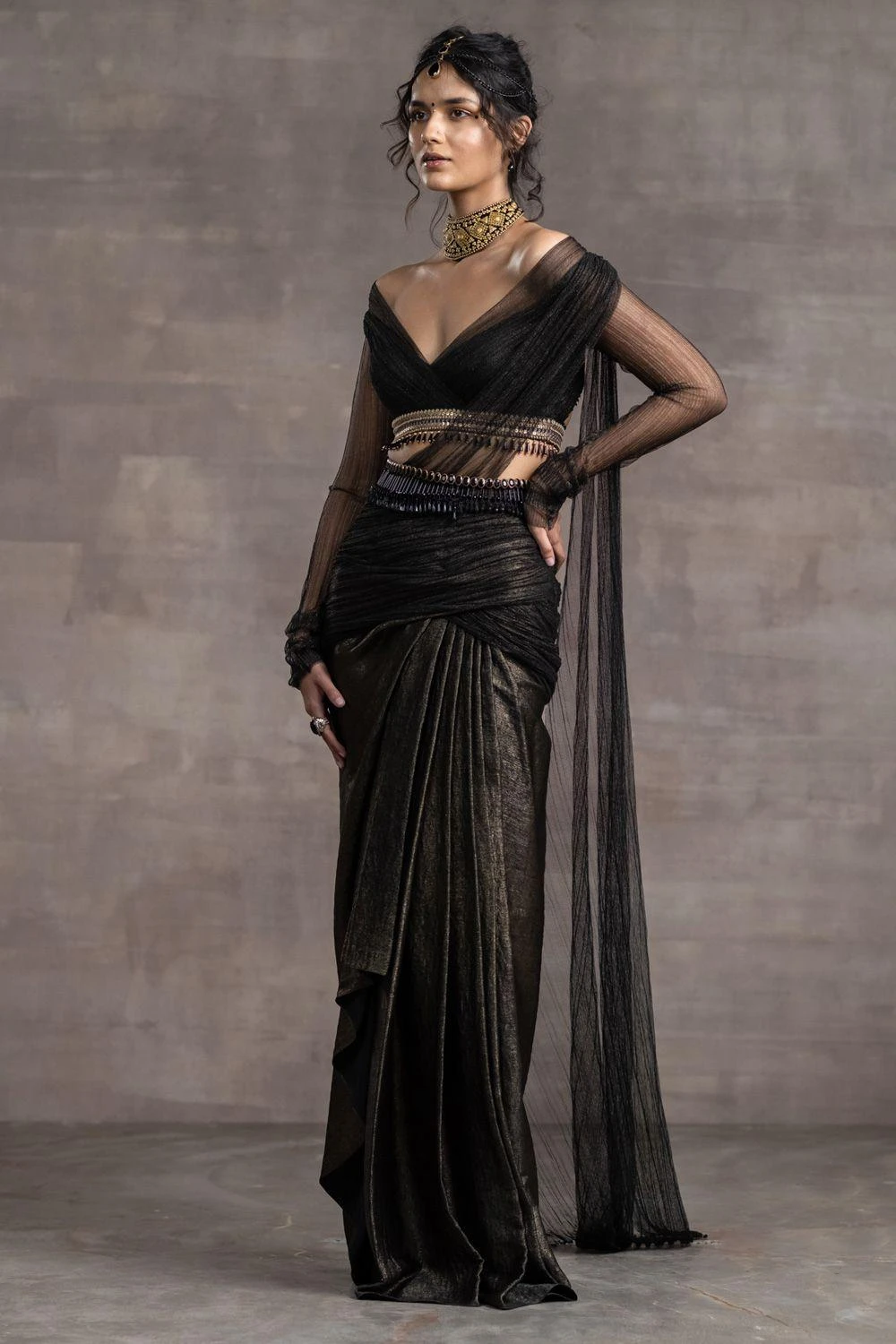 Tarun Tahiliani Metallic Gauze Concept Sari 3 Tarun Tahiliani Metallic Gauze Concept Sari - Image 3