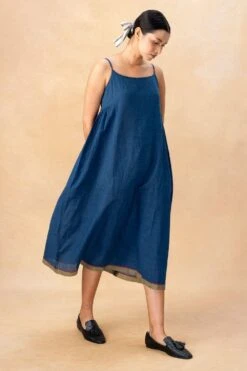 Injiri Blue Cotton Slip Dress -Echo Clothing Store 18823iri1 3