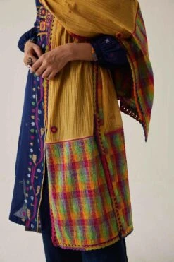 Sunira Designs Yellow Gulzaar Lace Stole -Echo Clothing Store 190523sd02 5