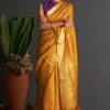 Five Point Five Mustard Checkered Sari