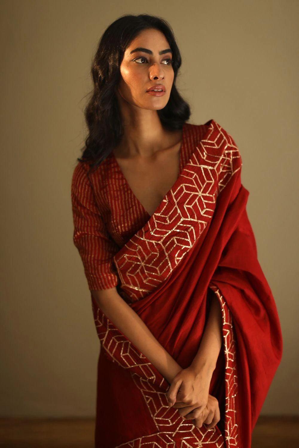 Shorshe Gota Chanderi Rust Red Sari 5 Shorshe Gota Chanderi Rust Red Sari - Image 5