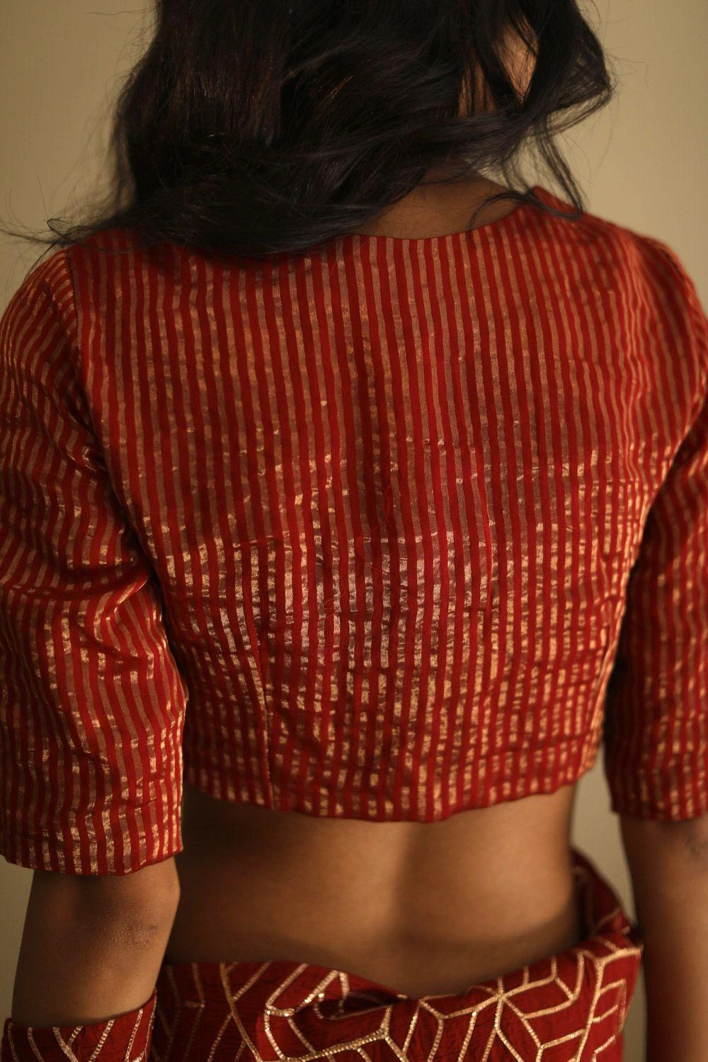 Shorshe Gota Chanderi Rust Red Sari 6 Shorshe Gota Chanderi Rust Red Sari - Image 6