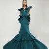 Gauri & Nainika Teal Green Off Shoulder Mermaid Gown