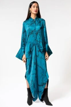 Inca Marble Blue Drape Jumpsuit