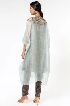 Divya Sheth Powder Blue Organza Kaftan With Inner & Pants -Echo Clothing Store 191ds9 5