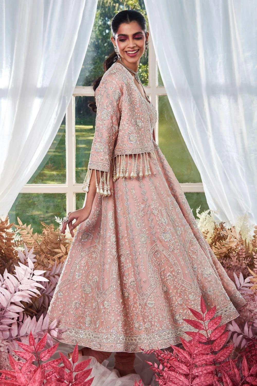 Devika Bhayana Pink Anarkali Set With Short Jacket 2 Devika Bhayana Pink Anarkali Set With Short Jacket - Image 2