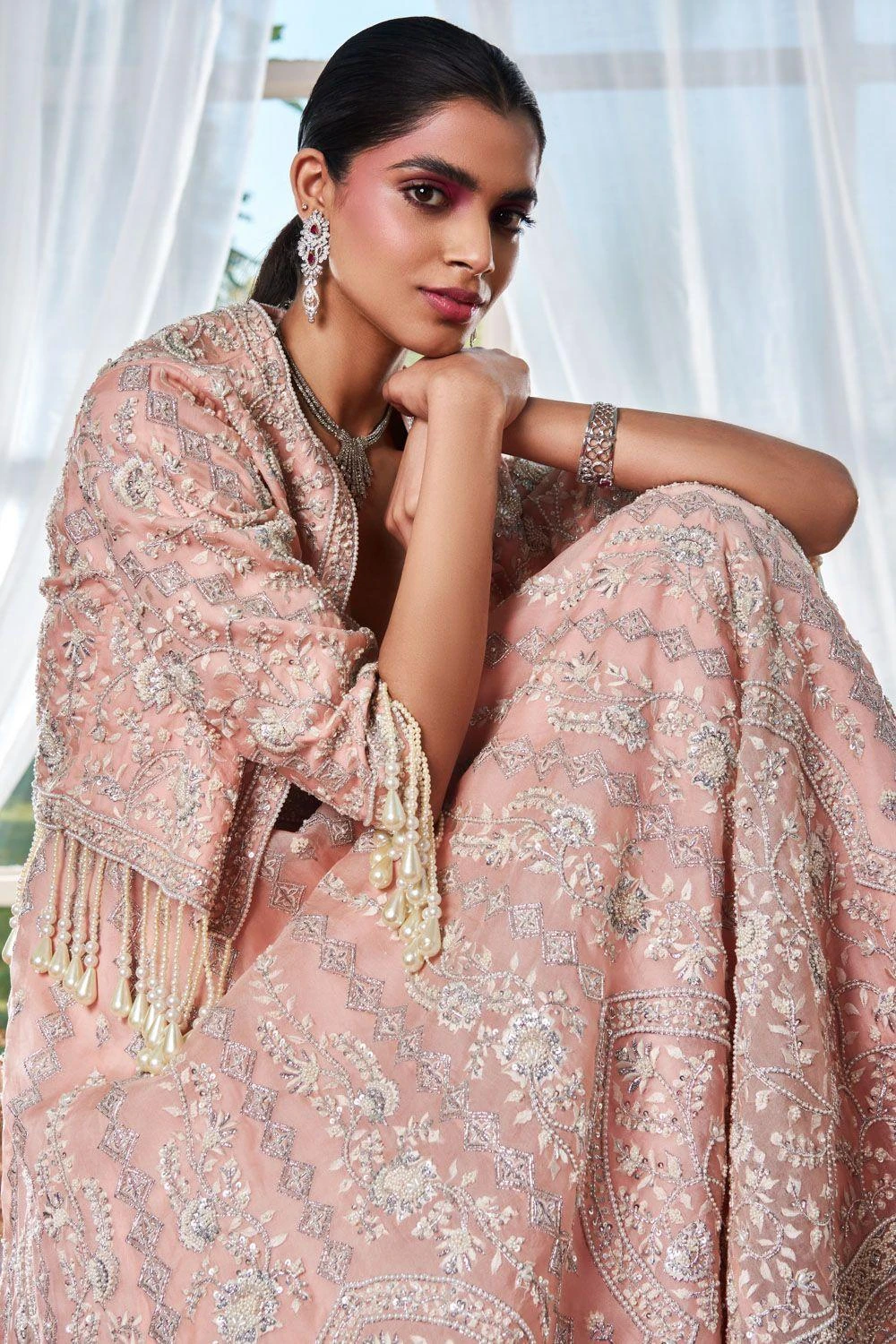 Devika Bhayana Pink Anarkali Set With Short Jacket 3 Devika Bhayana Pink Anarkali Set With Short Jacket - Image 3