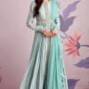 Ridhi Mehra Blue Silk Pleated Anarkali With Ruffle Dupatta
