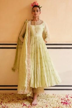 Punit Balana Mint Marodi Work Anarkali Set