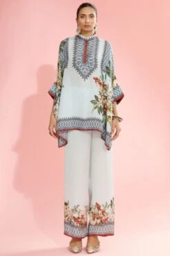 Rajdeep Ranawat Powder Blue Band Collar Tunic