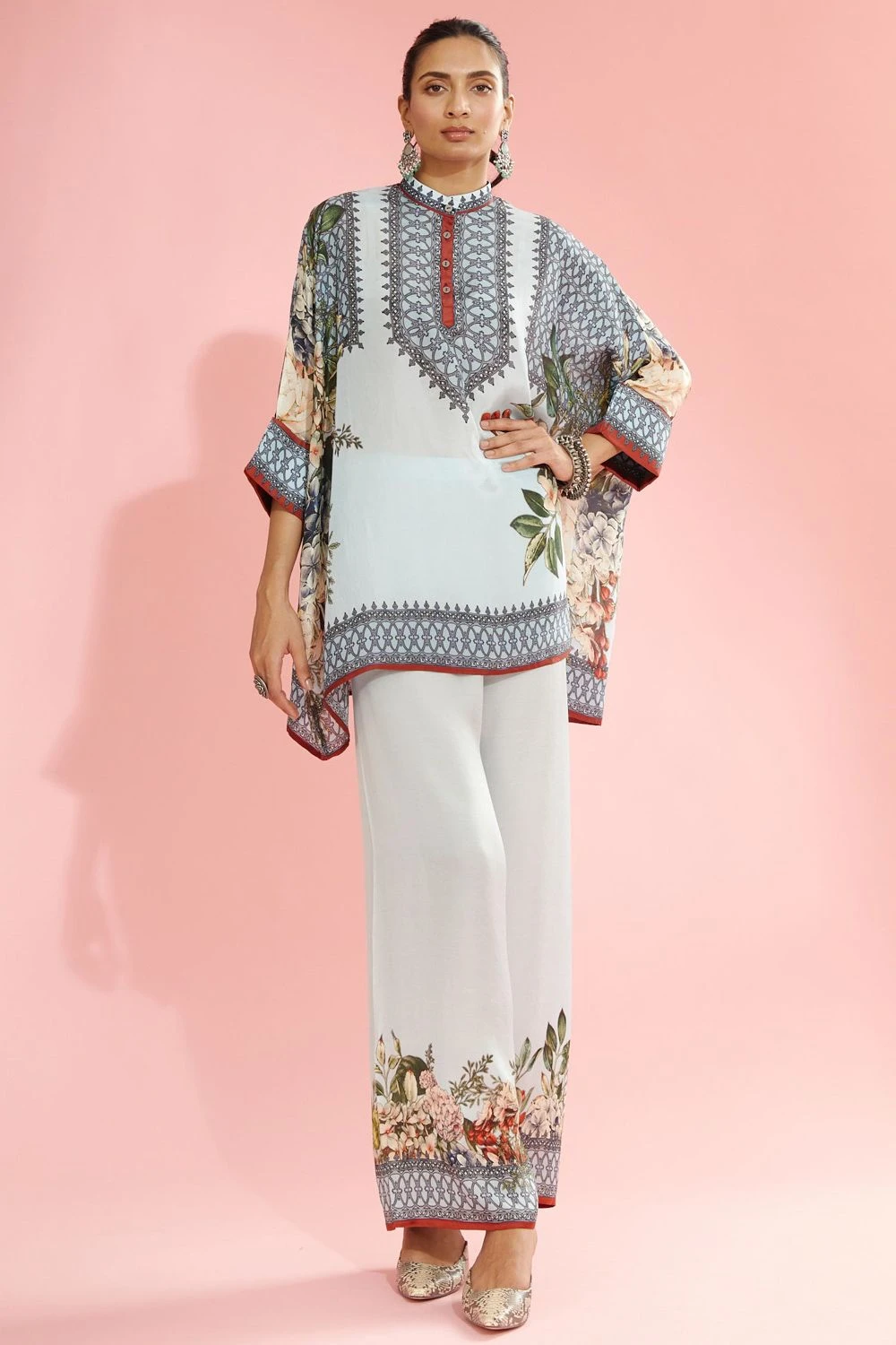 Rajdeep Ranawat Powder Blue Band Collar Tunic 3 Rajdeep Ranawat Powder Blue Band Collar Tunic - Image 3