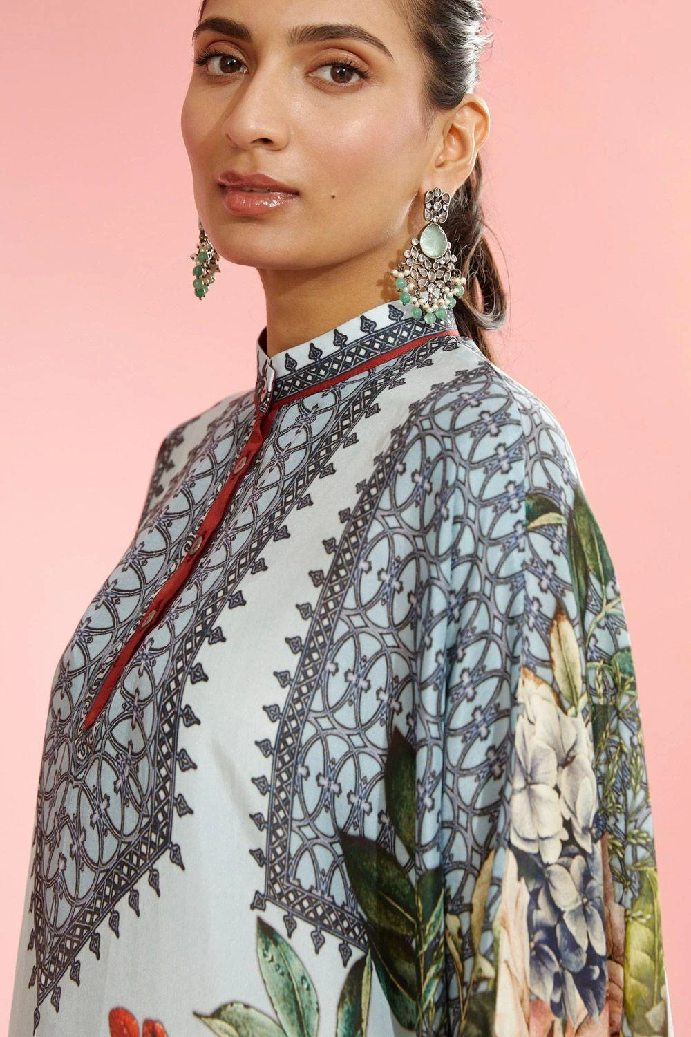 Rajdeep Ranawat Powder Blue Band Collar Tunic 4 Rajdeep Ranawat Powder Blue Band Collar Tunic - Image 4