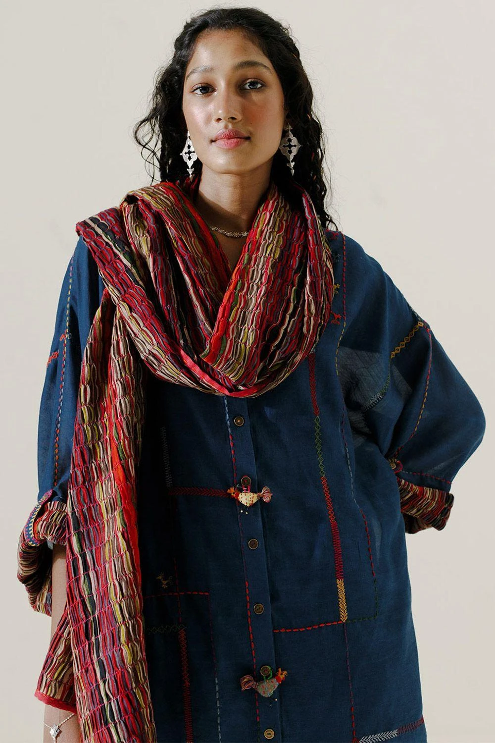 Sunira Designs Blue High Low Kurta 3 Sunira Designs Blue High Low Kurta - Image 3