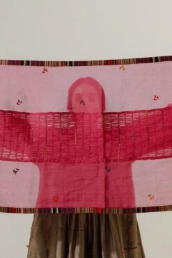 Sunira Designs Pink Handwoven Chanderi Stole -Echo Clothing Store 197sun37 4