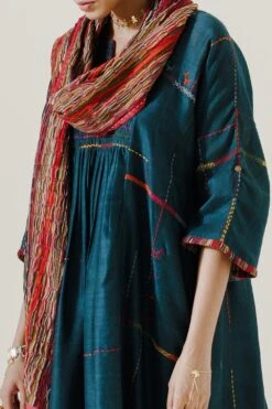 Sunira Designs Multicoloured Handwoven Chanderi Stole -Echo Clothing Store 197sun39 5
