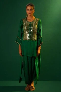 Prahnaaya Green Embellished Tunic Set