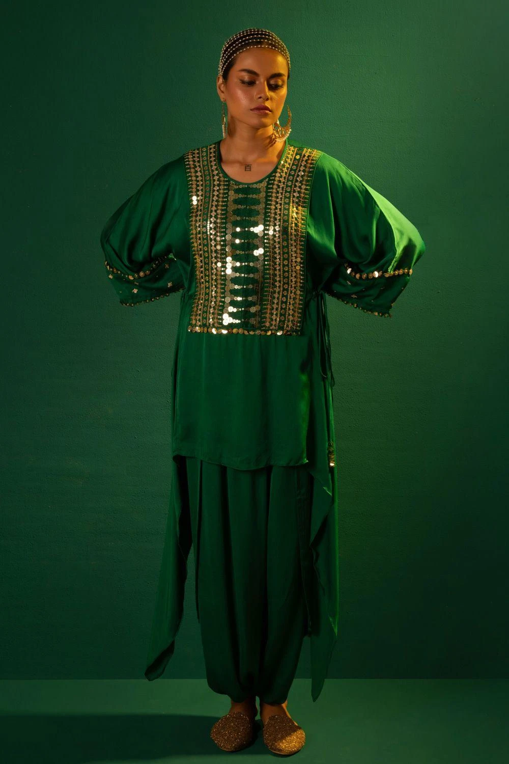 Prahnaaya Green Embellished Tunic Set 2 Prahnaaya Green Embellished Tunic Set - Image 2
