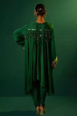 Prahnaaya Green Embellished High-low Kurta Set -Echo Clothing Store 198pra3 6
