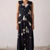 Khara Kapas Black Terracotta Print Jumpsuit