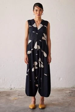 Khara Kapas Black Terracotta Print Jumpsuit