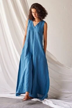 Khara Kapas Steel Blue Linen Jumpsuit -Echo Clothing Store 19923kk17 3
