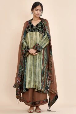 Echo Clothing Store 41 Sunira Designs Velvet Patchwork Kurta Set