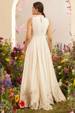 Chandrima Ivory Ruched And Cutwork Maxi Dress -Echo Clothing Store 20032023ca22 4