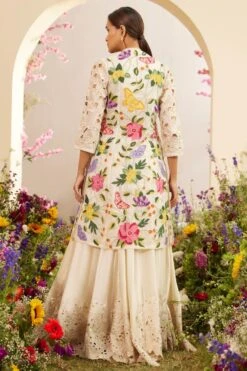 Chandrima Ivory Ruched And Cutwork Maxi Dress -Echo Clothing Store 20032023ca22 5