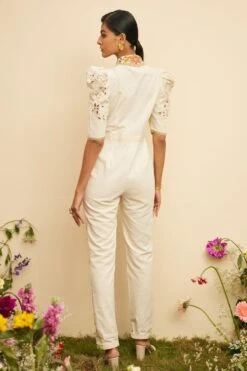 Chandrima Ivory Threadwork And Cutwork Jumpsuit -Echo Clothing Store 20032023ca32 6